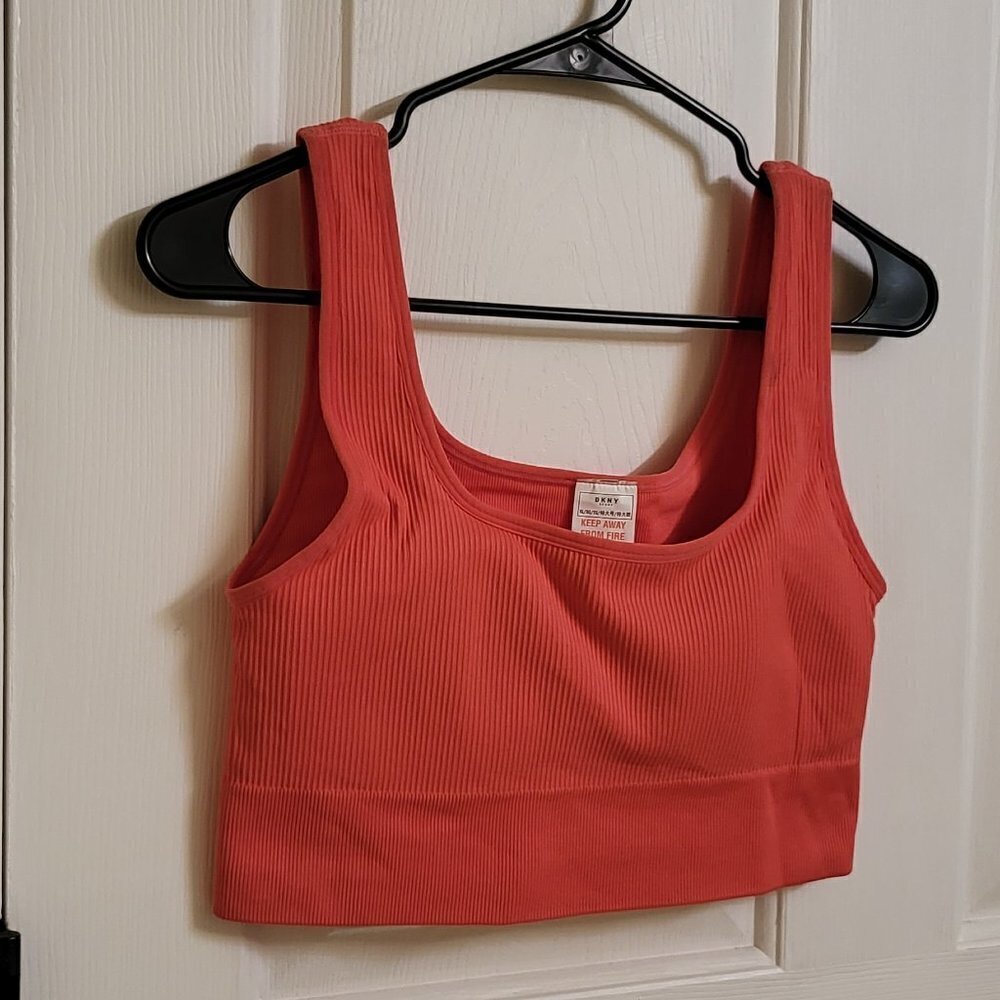 DKNY Women's Support Yoga Boat Neck Running Bra Color: Calypso Size: XLarge NWOT - Picture 7 of 9